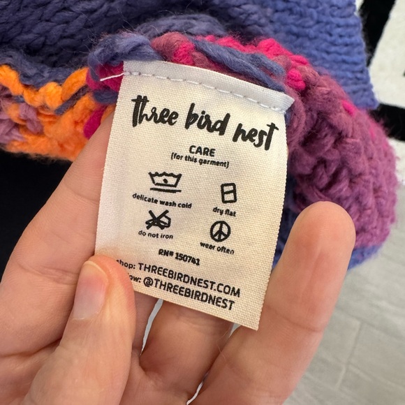 THREE BIRD NEST Wrapped in Color Chunky Knit Bright Colorful Cardigan Small VGUC - Picture 11 of 13